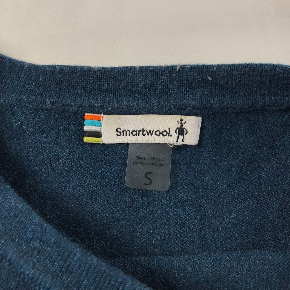 Smartwool Womens Merino Wool Blend Patterned Sleeve Sweater Teal Blue Small - Picture 4 of 6